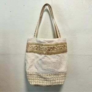 VINTAGE Cream and Gold Women's Terry Tote Bag